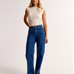 Abercrombie & Fitch The Loose High Rise Denim Jeans Blue New Plus Size 33 Short